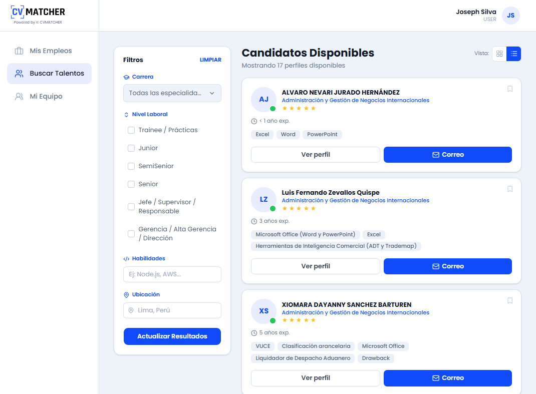 Buscador de talento con IA