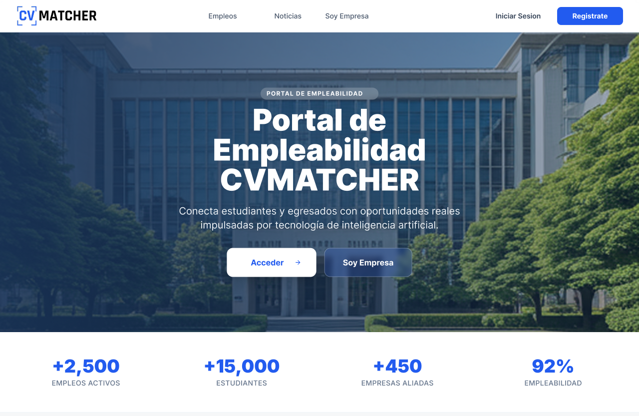 Preview de landing institucional personalizada